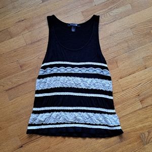 Forever 21 Black & White Lace Tank Sz S